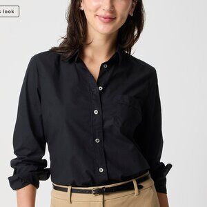 J Crew Black Poplin Button Down Shirt size xs